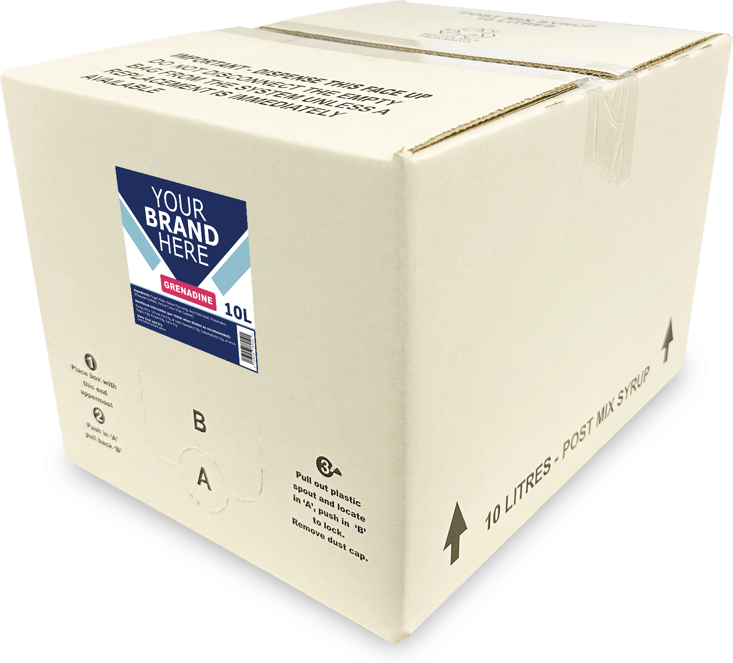 10L Bag in box - Your Brand Here - Grenadine