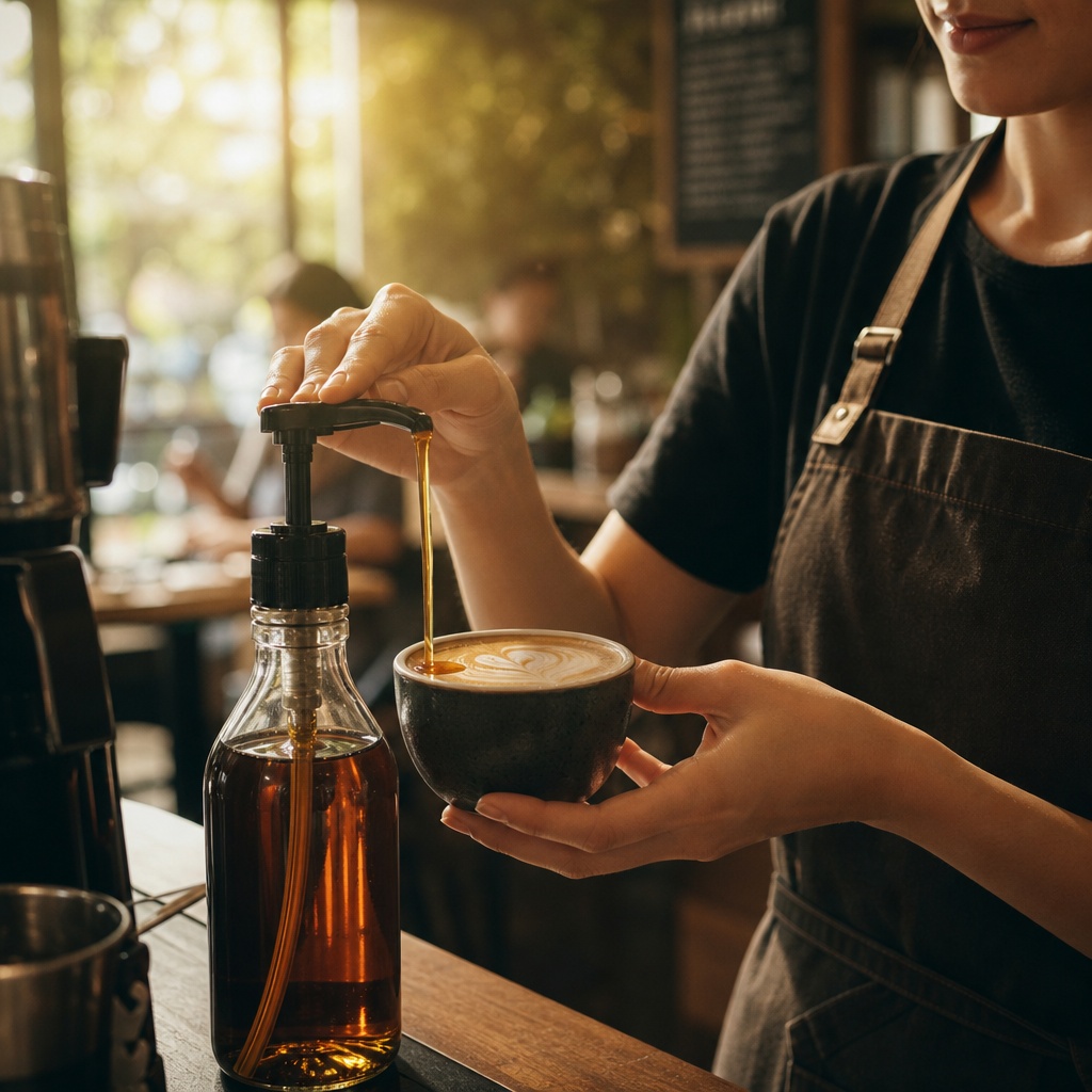 flavoured syrups in a coffee shop