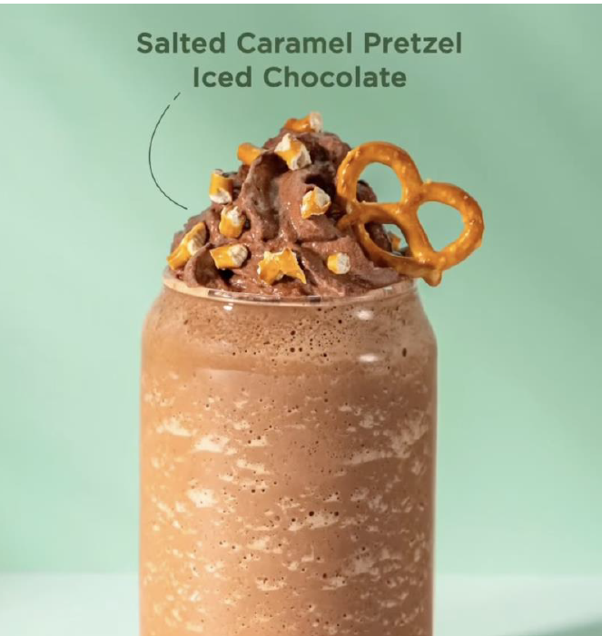 Salted Caramel Pretzel iced Chocolate