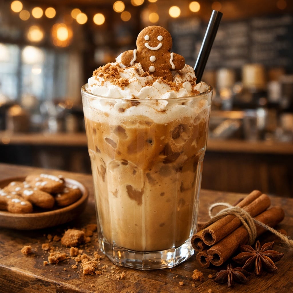 Iced gingerbread latte